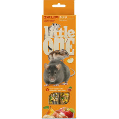 Little One Fruit & Nuts Sticks | 120 g (2 x 60 g) | Supplementary Food Snack for Hamsters, Rats, Mice and Gerbils | With Fruits and Nuts | Versatile Attachment