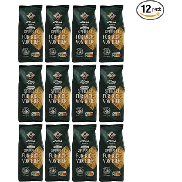 Riesa Durum Wheat Noodles Spirelli (12 x 500 g) Pasta Pasta, Pack of 12
