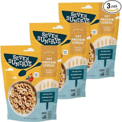 Seven Sundays Oat Protein Cereal, Simply Honey, 236.8 g Bag (3 Pieces), Gluten Free, 5 g Upcycled Protein, 0 g Refined Sugar, Crunchy Sweet Snack