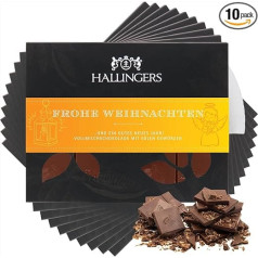 Hallingers 10 x Merry Christmas - Full Milk Fine Chocolate with Christmas Spices - Handmade, Alcohol-free (Box) - Easter Gifts Easter Basket Easter Eggs & Easter Decoration | Congratulations Thank You