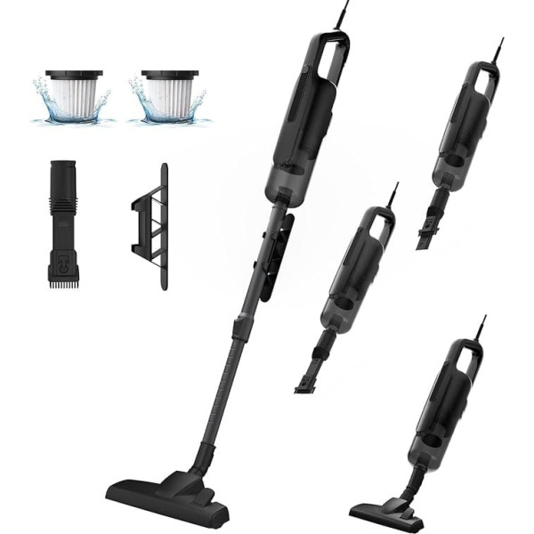 VersLife C8PRO Vacuum Cleaner with Cable, 600 W Handle Vacuum Cleaner with Cable, 6-in-1 Handheld Vacuum Cleaner with 5 m Cable Length, Lightweight & Quiet, Extendable Suction Tube for Hard Floors