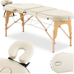 Pārnēsājams masāžas galds, saliekamā gulta ar koka rāmi Colmar Beige līdz 227 kg bēšs