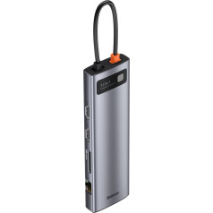 Daudzfunkcionāls USB-C portu replikators HUB Metal Gleam 11in1 pelēks