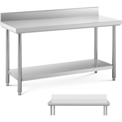 Nerūsējošā tērauda sienas darba virsma ar apmali un plauktu 150x60cm