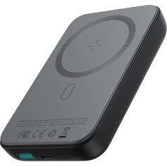 Mini Power Bank 10000mAh magnētiskā ar QC PD USB-C lādētāju melns