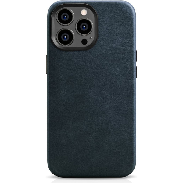 Icarer Ādas iPhone 14 Pro Max magnētiskais apvalks ar MagSafe Oil Wax Premium Leather Case tumši zils