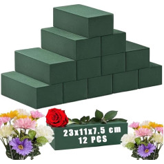Pack of 12 Floral Foam 23 x 11 x 7.5 cm for Fresh Flowers, Wet Sponge for Flowers, Moss Flower Foam for Flowers, Celebrations, Weddings and Birthdays