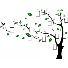 Wall Sticker Tree 3D DIY Wall Decal with Picture Frame Photo Tree Wall Sticker Wall Decoration for Home Children's Room Living Room Bedroom, green