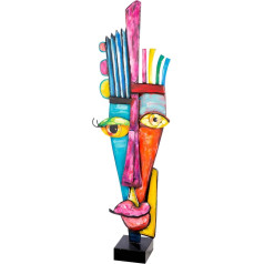 Casablanca Kediri Sculpture - Metal - Multicoloured - Face Motif - Height 100 cm - Art - Decoration - Home Accessory