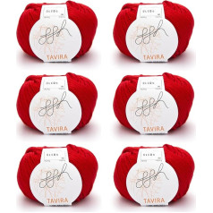 ggh Tavira Box | 6 x 50 g (Total 300 g) Cotton for Knitting or Crocheting - Colour 006 - Red