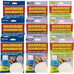 9 Disposable Wardrobe Hanging Dehumidifiers - Specially designed to remove moisture from wardrobes, absorbs moisture, moisture and condensation quickly and