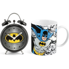 Home Batman Set Alarm Clock Mug, Porcelain, Black, 2 Units
