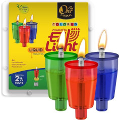 44 Kosher Olive Oil Hanukkah Candles in Fireproof Cups, Mixed Colours