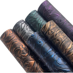 XHT Retro Embossed Faux Leather 30x135cm Vintage PU Faux Leather for Making Bows, Keychains, Earrings(Type A)