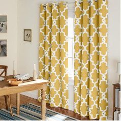 Exclusive Home Curtains Ironwork Woven Blackout Grommet Top Panel Pair, Sundress Yellow, 52x84, 2 Piece