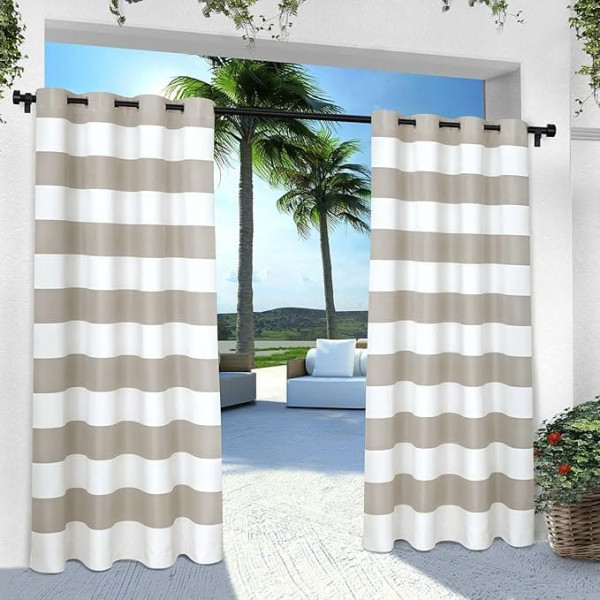 Exclusive Home Curtains In/Out Stripe Grommet Top Panel Pair, Cloud Grey, 54x96, 2 Piece