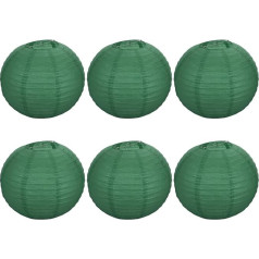 PATIKIL 14 Inch Paper Lantern, Pack of 6, Round Foldable Pendant Lamp for Wedding, Home, Party, Festival, Celebration, Dark Green