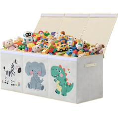 ELUCHANG Children's Storage Box with Lid, 147 L Large Foldable Chests & Boxes for Children, Toy Box, Storage Box for Children's Room, Bedroom, Beige