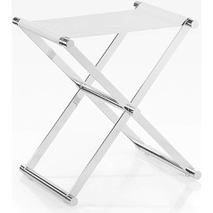JOOP! Bathline Stool Chrome and Imitation Leather White Embossed White and Chrome