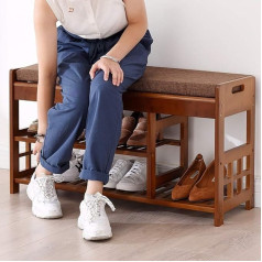 Shoe Bench, 2 Tier Shoe Organiser with Padded Seat Cushion, Multifunctional Storage Benches for Entryway, Hallway, Living Room, Bathroom