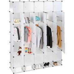 Relaxdays XXL Wardrobe Plug-In System, 25 Compartments, 5 Clothes Rails, Bedroom Wardrobe H x W 234 x 180 cm, Transparent