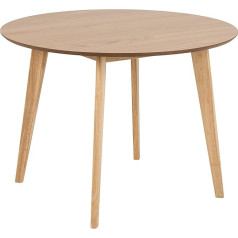 AC Design Furniture Roxanne Round Dining Table for 4 People in Oak Look, Diameter 105 x Height 76 cm, Kitchen Table with Oak Veneer and Stained Oak Legs Modern Retro Style for the Dining Room