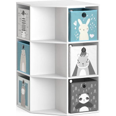 Vicco Luigi Children's Shelf, White, 64 x 107.8 cm with 4 Folding Boxes, for Storing Toys and Books