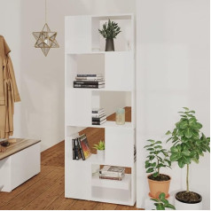 Festnight Bookcase, Standing Shelf, 60 x 24 x 155 cm, Room Divider Shelf, Small Bookcase, Wooden Office Shelf, Storage Shelf for Living Room, Bookcase for Children's Room, White