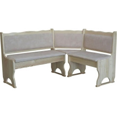 k koma Corner Bench Untreated with Padding Solid Wood Eco-Leather Beige II (120 x 140)