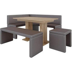 FURNISTAR Akiko Corner Bench with Table and Benches - Corner Bench Set for Your Dining Room, Kitchen, Modern, Sitting Area, Dining Nook. Perfect for Kitchen, Office and Reception. Solid Workmanship