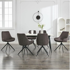 Dining Room Chairs, Set of 6, Modern Rotating Dining Room Chairs, Armless Design Kitchen Chairs for Dining Room, Living Room, Study, Black