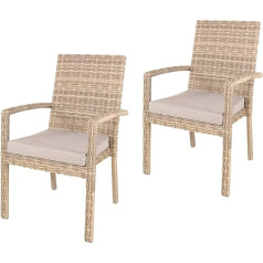 Ambientehome Set of 2 Polyrattan Stackable Chairs Beige/Grey