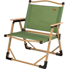 AKTIVE Folding Camping Chair, Glamping, Green, Tilt Protection, 47 x 45 x 62 cm, Load Capacity 110 kg, Polyester Fabric, Steel Frame, Wooden Armrests, Folding Chairs (63067)