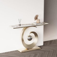 Modern Rock Panel Console Sofa Table with Metal Frame, Simple Living Room Side Table for Hallway, Foyer, Entrance, Modern Decorative