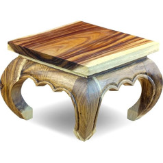 Kinaree Natural Opium Table 35 x 35 cm Wood Opium Side Table Made of Solid Acacia Suitable as a Bedside Table or Flower Stool
