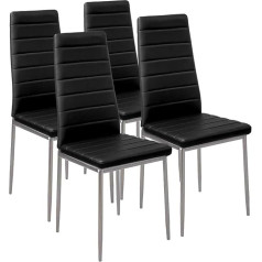 Bakaji Set of 4 Chairs Modern Dining Room Kitchen Seat Padded Faux Leather Black 4 x Chairs in Promo Black