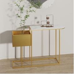 Schmaler Konsolentisch, Sofatisch mit Metallrahmen, moderner Flurtisch hinter dem Couchtisch für Eingangsbereich, Flur, Foyer, Höhe: 80 cm (Gold, 80 cm)