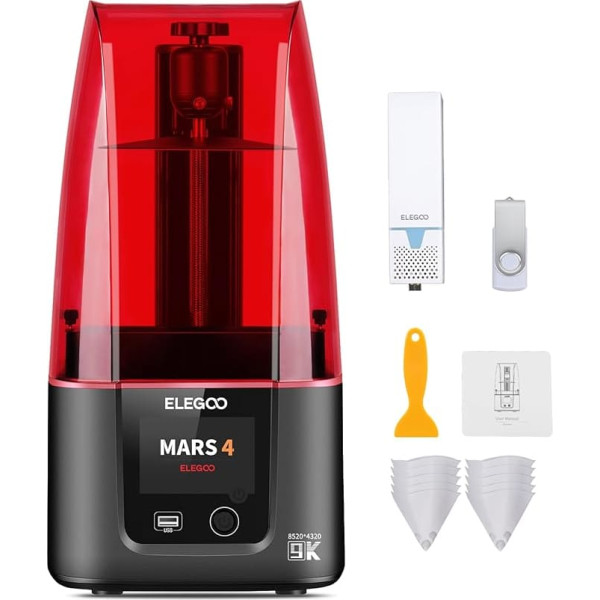 ELEGOO Mars 4 Imprimante 3D, 9K Monochrome 7 Pouces LCD MSLA UV Resine 3D Printer Avec Purificateur d'air et Plusieurs Modes d'impression, Plus Grand Taille d'impression 153.36 x 77.76 x 175 mm³