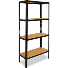 shelfplaza® 180 x 75 x 40 cm Black Heavy Duty Shelving Black Metal Shelf Black 4 Shelves of 175 kg Load Capacity / Storage Shelf Black Shelf Cellar Household Shelf Black Metal Standing