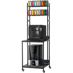VEVOR 4-Tier Mobile Filament Storage Rack, 3D Printer Filament Storage Rack, Filament Coil Holder on Wheels, Organizer Stand for 3D Printing Studio