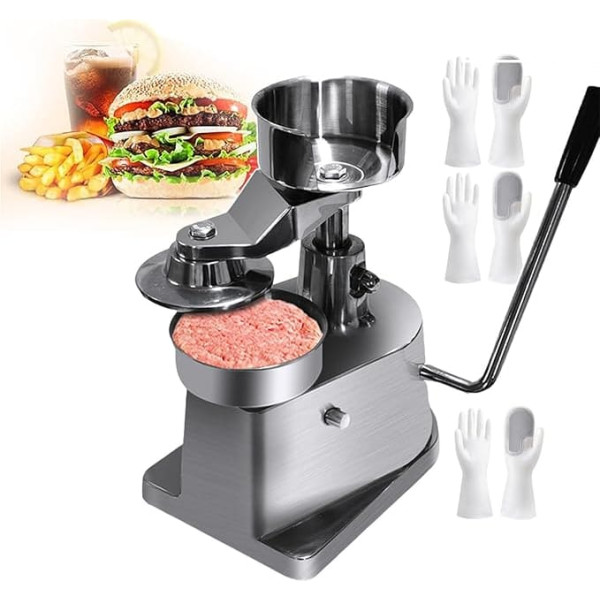 Hamburger-Patty-Maker 4″/5″/6″, manuelle kommerzielle Burger-Presse mit 500 Trennpapier, Burger-Formmaschine für die heimische Küche, Edelstahl, leicht zu reinigen, 10 cm