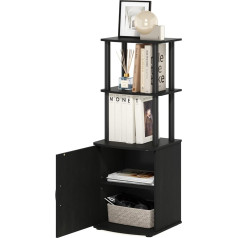 Furinno Turn-N-Tube 2-Tier Tall TV Entertainment Side Table with Storage Cabinet, Blackwood/Black