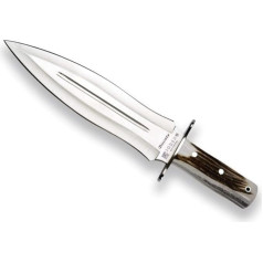 Joker CC44 Bisonte Hunting Knife with Stag Horn Handle 25.5cm Blade with Brown Leather Sheath Fish Tool Hunting Camping Hiking