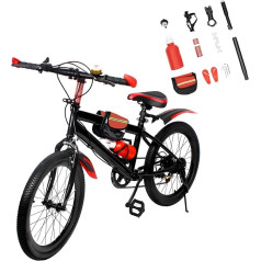 20 Inch Children's Mountain Bike, 7 Speed Children's Bicycle for Boys and Girls with Water Bottle, Storage Bag, Compass Bell, Carbon Steel Bicycle, Load Capacity: 85 kg