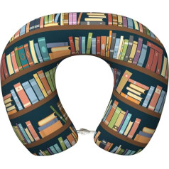 Bücherregale voller Bücher für Reisekissen Memory Foam Nackenkissen Unterstützung Flugzeug Kissen für Reisen, Schlafruhe, Auto, Zug und Zuhause