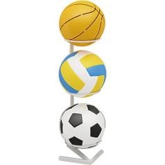 Vertical Basketball Storage Rack, Versatile Nizer for Sports and Volleyball Balls, White Design (31 x 28 x 70 cm), Space Saving Solution for Home and Gym
