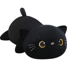 SQEQE Weighted Black Plush Cat, Black Cat Soft Toy for Anxiety Relief, Cute Plush Soft Cushion Toy, Gift for Kids and Adults 60cm