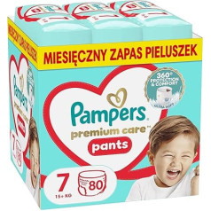 Pampers Premium Care Nappies, Size 7, 80 Nappies, 15 kg+
