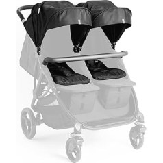 Roma Gemini Doppelkinderwagen (Farbpaket): Kompakt, nebeneinander, für Neugeborene, 69 cm breit, 22 kg pro Sitz, Magnetgurt, einfach zu montieren, 102 cm Schiebegriff Tiefschwarz