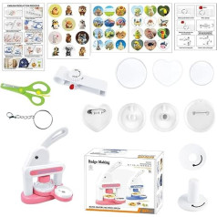 Komplettes Set für Badge-Maschinen, Handpresse, Zubehör für die Herstellung von Abzeichen, spielerische manuelle Aktivität | Set zur Herstellung von Knöpfen und Pins | für DIY-Projekte, kreative